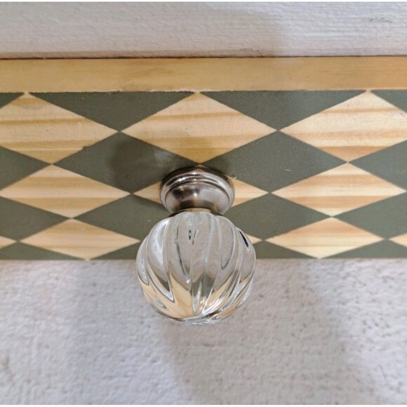 Wall Mounted Coat Rack With Glass Knobs Hook And Printed Rail 16"X3" - Picture 2 of 3